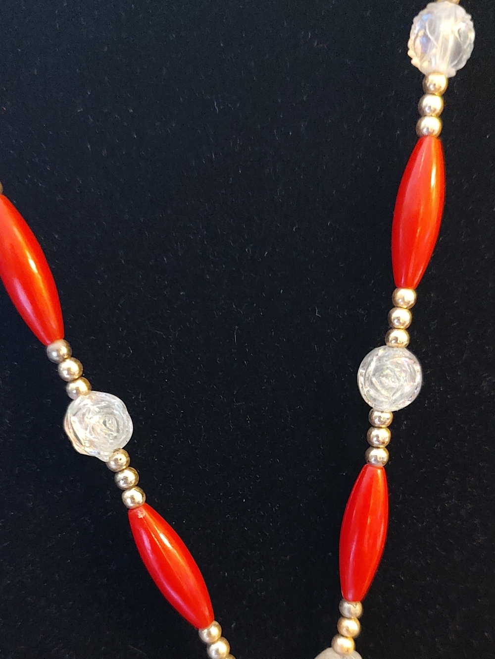 Statement Red Floral Pendant Necklace - Picture 3 of 5